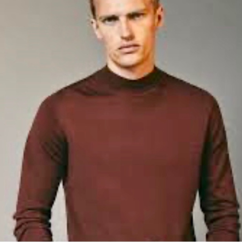 MASSIMO DUTTI MERINO Wool Mock Turtleneck Jersey M Men Warm Sweater